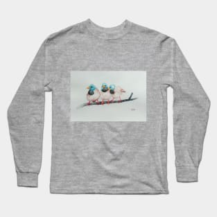 Australian Black-throated Finches, bird art Long Sleeve T-Shirt